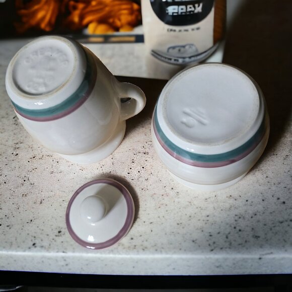 PFALTZGRAFF Vintage JUNIPER Cream Pitcher and Sugar Bowl w Lid Stonewear - Picture 3 of 4
